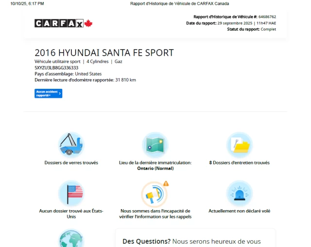 Hyundai Santa Fe Sport Premium**Jamais Accidente**SAAQ CERTIFIEE****SIEGES CHAUFFNATS AVANT ET ARRIERE**VOLANT CHAUFFANTS**MAGS** 2016