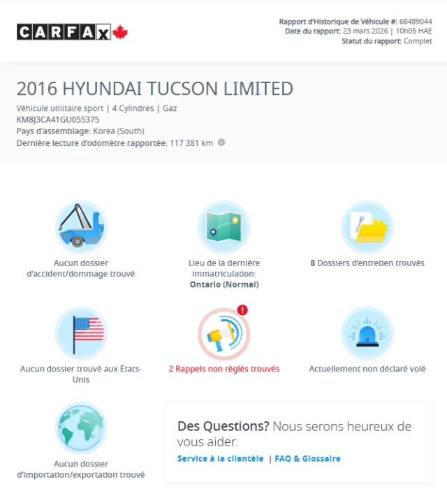 Hyundai Tucson Premium**AWD**Jamais Accidentee**SAAQ Certifie**CAMERA DE RECUL**SIEGES CHAUFFANTS**MAGS**SIEGES CHAUFFANTS ARRIERE**Alerte d'angle Mort** 2016