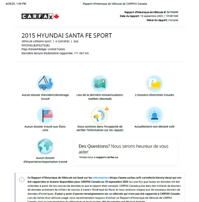 Hyundai Santa Fe Sport Premium**AWD**Jamais Accidente**SIEGES CHAUFFNATS AVANT ET ARRIERE**VOLANT CHAUFFNATS**MAGS** 2015