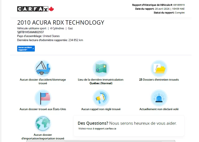 Acura RDX Tech Pkg**AWD**Jamais Accidentee**TOIT OUVRANT**SIEGES CHAUFFNATS**SIEGES EN CUIR**Navigation**Mags** 2010