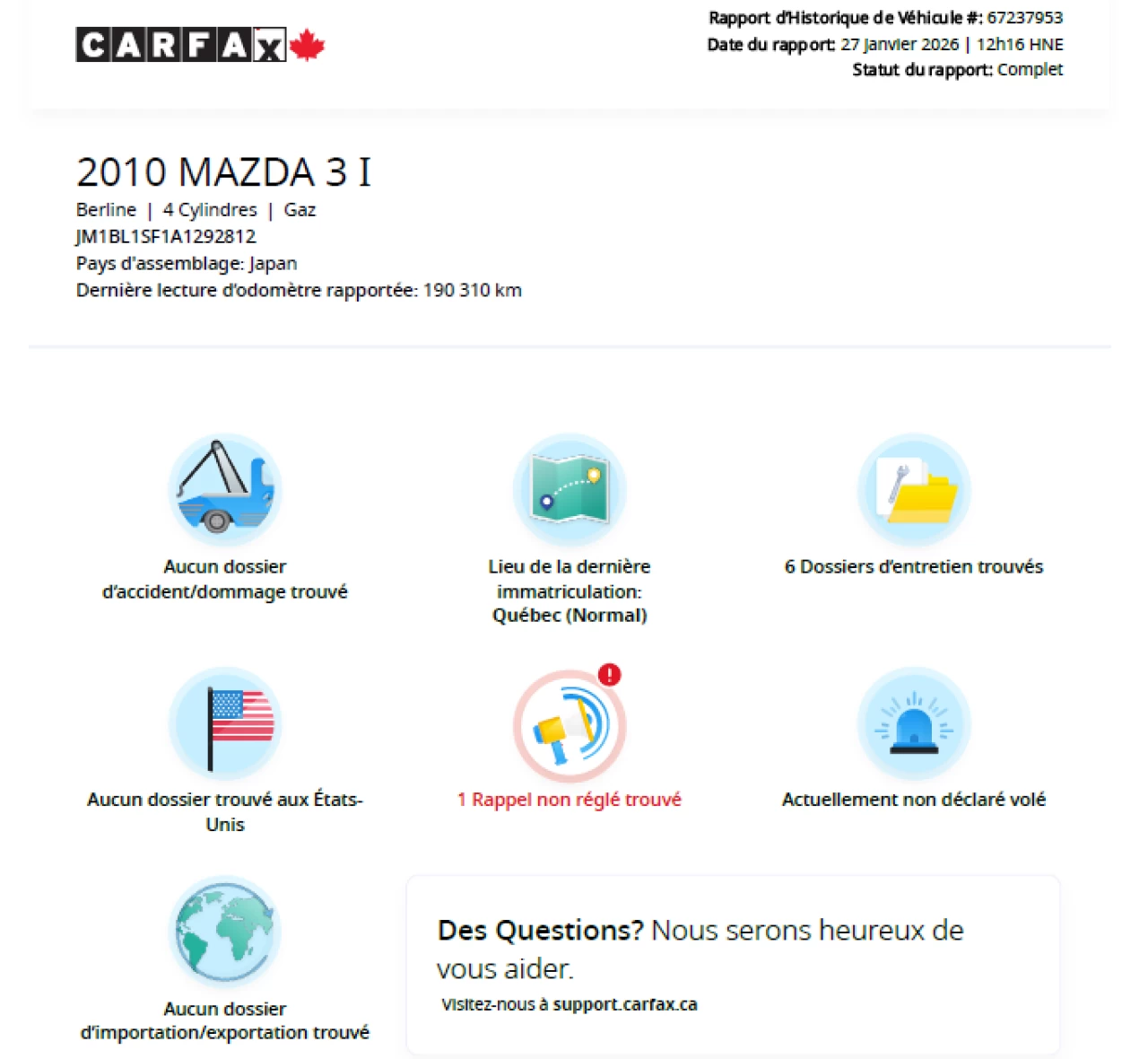 2010 Mazda 3 GS**Jamais Accidentee**Mags** Image principale