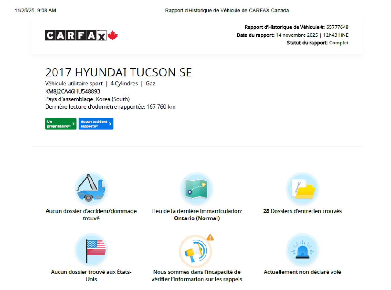 2017 Hyundai Tucson **AWD**JAMAIS ACCIDENTEE**SAAQ CERTIFIEE**SIEGES CHAUFFANTS** Main Image