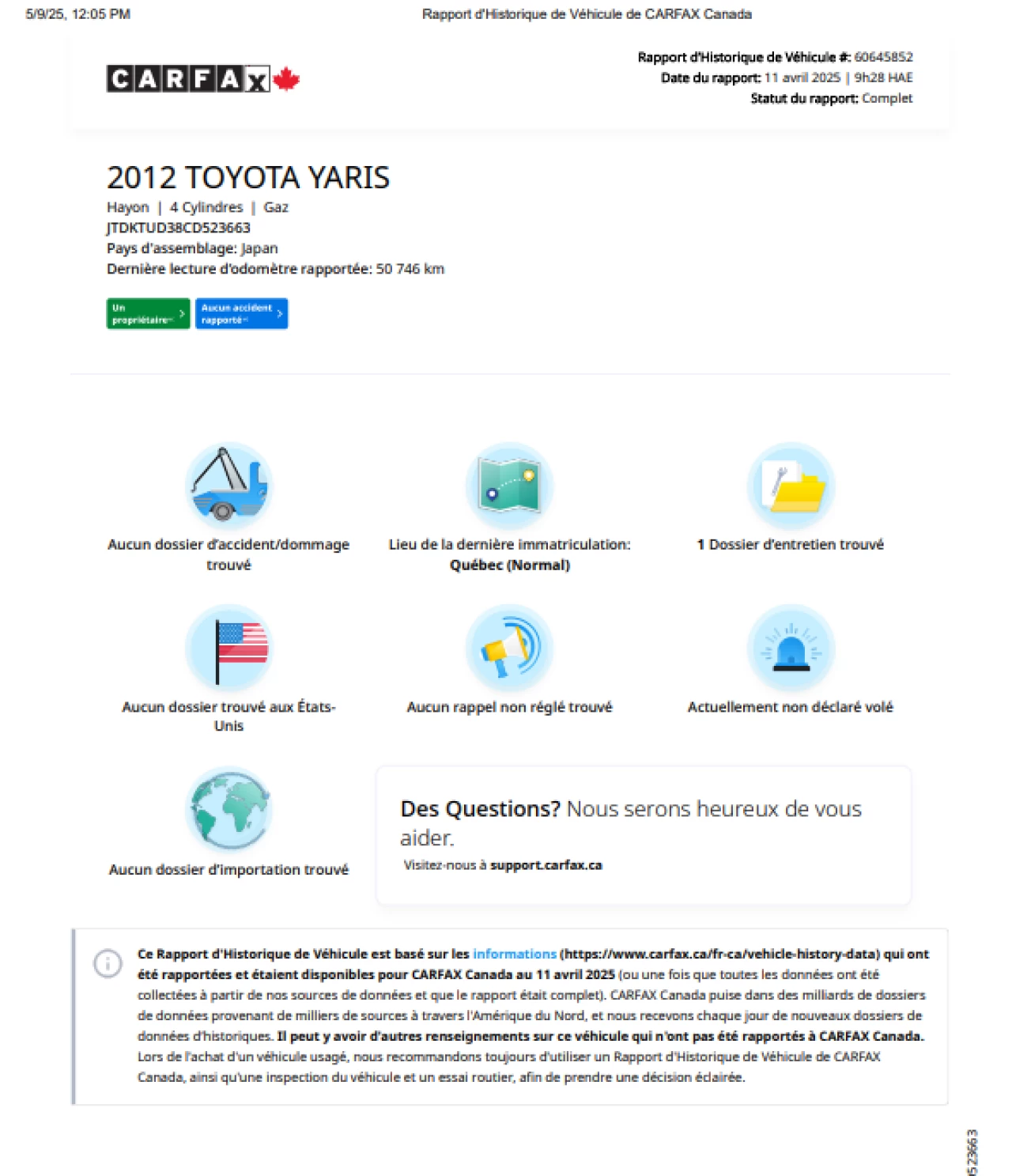 2012 Toyota Yaris LE**Un PropriÉtaire**Jamais accidente **BAS KILOMETRAGE** Image principale