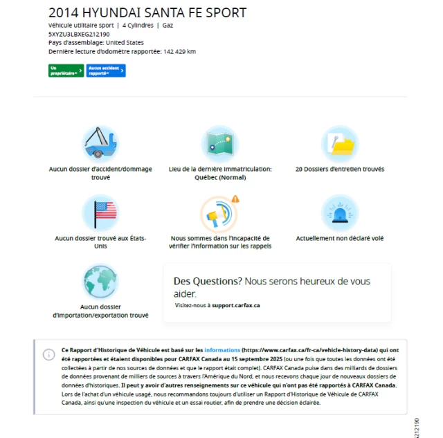 Hyundai Santa Fe Sport Premium**Jamais Accidente**SIEGES CHAUFFNATS AVANT ET ARRIERE**VOLANT CHAUFFNATS**Financement 1ère, 2e et 3e chance !! 100% Approuvé 2014