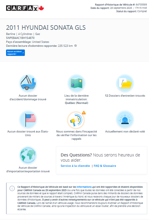2011 Hyundai Sonata GLS**Jamais Accidente**TOIT OUVRANT**SIEGES CHAUFFNATS**MAGS**SIEGES ELECTRIQUE**MODE ECO** Image principale