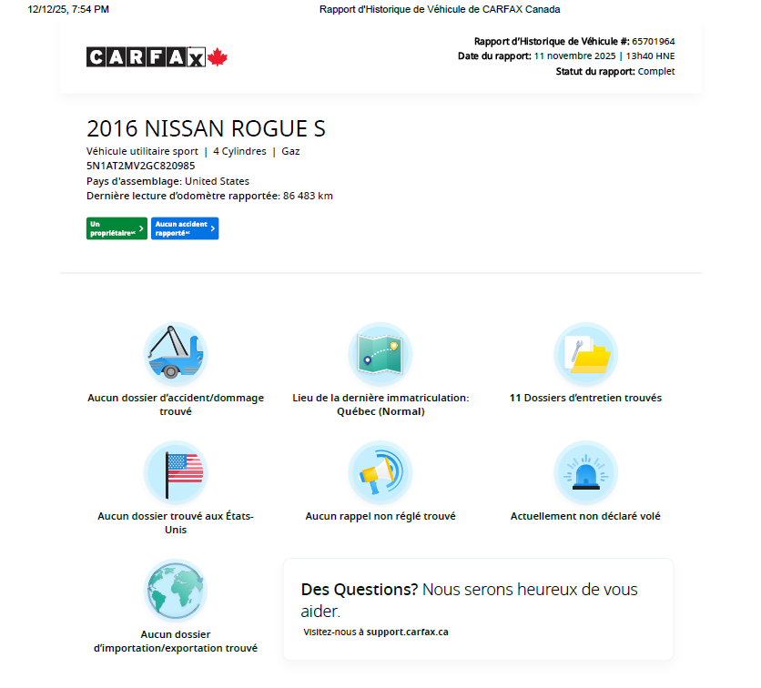 2016 Nissan Rogue SV**AWD**Jamais Accidente**Toit Ouvrant Panoramique**CAMERA DE RECULE**SIEGES CHAUFFNATS**MAGS**Un Proprietaire** Main Image