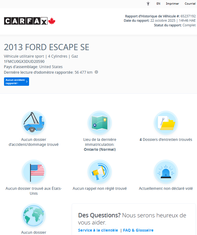 2013 Ford Escape **JAMAIS ACCIDENTEE**TRES BAS KILO**58 000KM**CERTIFIEE**SIEGES CHAUFFANTS**MAGS**EN SPECIAL** Image principale