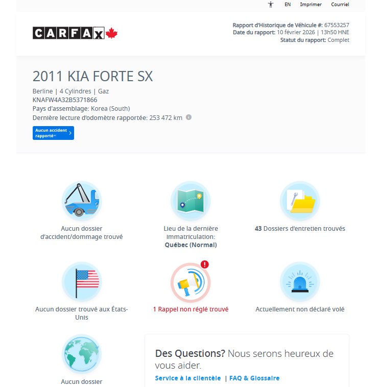 2011 Kia Forte **SX**JAMAIS ACCIDENTEE**CUIR**TOIT OUVRANT**SIEGES CHAUFFANTS**EN SPECIAL Image principale