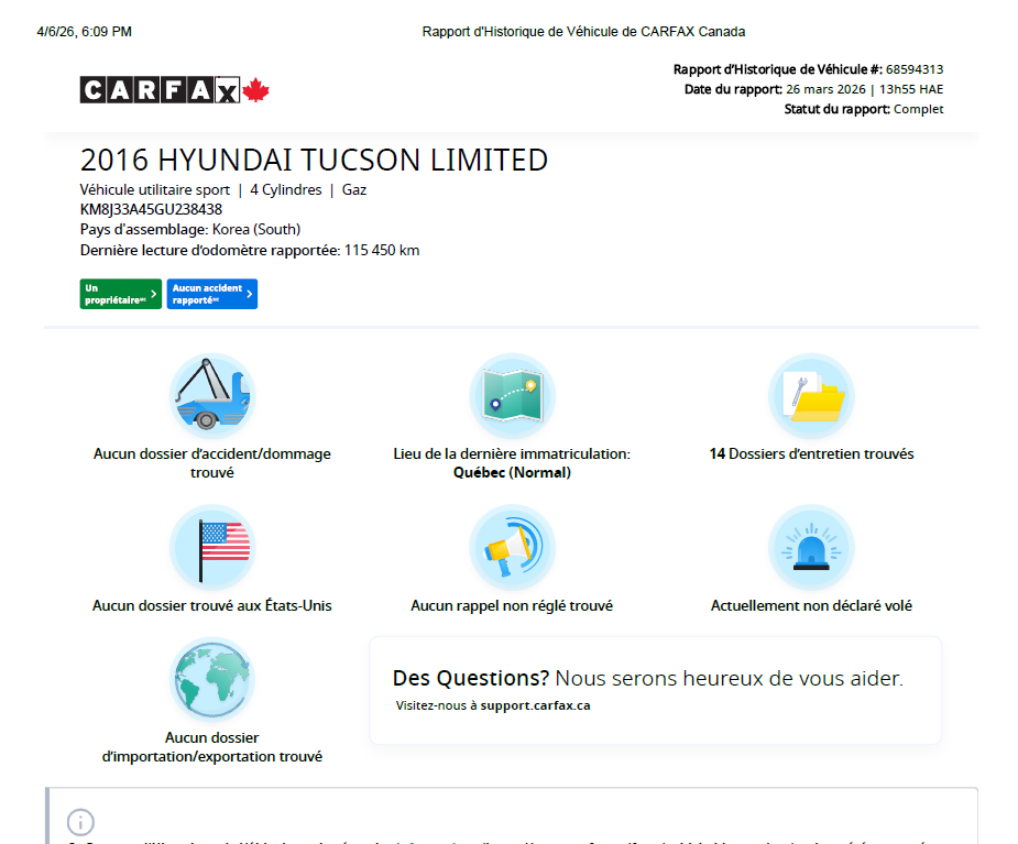 2016 Hyundai Tucson **Premium**JAMAIS ACCIDENTEE**UNE SEULE PROPRIO**CAMERA**ANGLE MORT**SIEGES CHAUFFANTS**MAGS Image principale